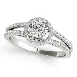 Certified 1.00 Ctw SI2/I1 Diamond 14K White Gold Wedding Halo Ring