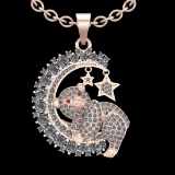 3.07 Ctw VS/SI1 Ruby and Diamond 14K Rose Gold teddy bear necklace ( ALL DIAMOND ARE LAB GROWN )