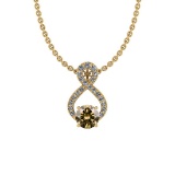 Certified 1.83 Ctw SI2/I1 Natural Fancy Yellow And White Diamond Style Prong Set 14K Rose Gold Penda