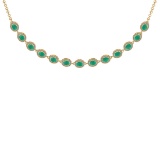 11.30 Ctw VS/SI1 Emerald And Diamond 14K Yellow Gold Girls Fashion Necklace (ALL DIAMOND ARE LAB GRO