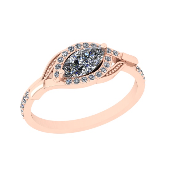 0.68 Ctw SI2/I1 Diamond 14K Rose Gold Engagement Halo Ring