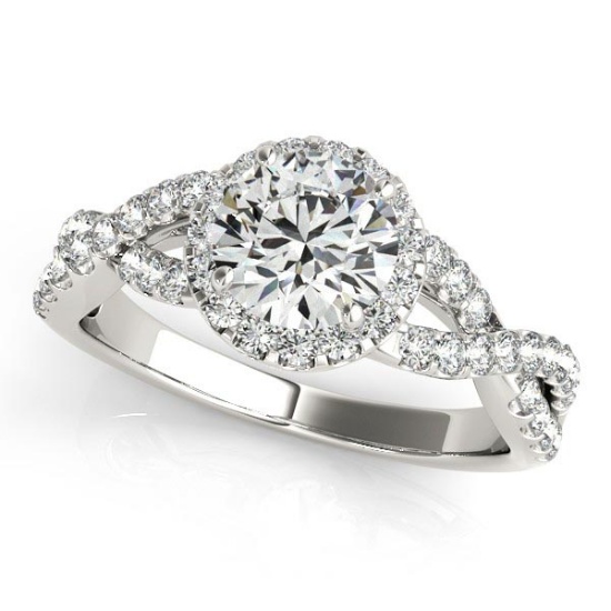 Diamond Infinity Twisted Halo Engagement Ring 14k White Gold 1.50ctw
