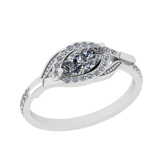 0.68 Ctw SI2/I1 Diamond 14K White Gold Engagement Halo Ring