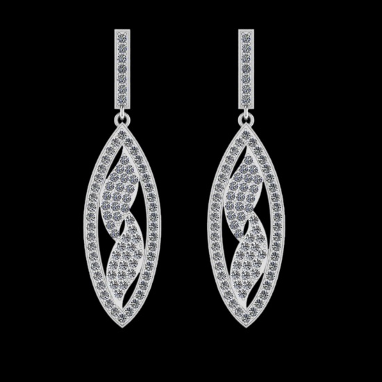 3.52 Ctw VS/SI1 Diamond 14K White Gold Dangling Earrings