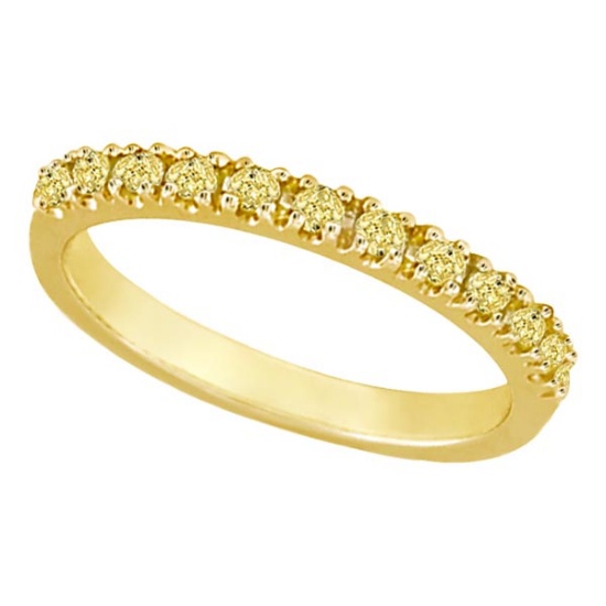 Yellow Canary Diamond Stackable Ring Band 14k Yellow Gold 0.25 ctw