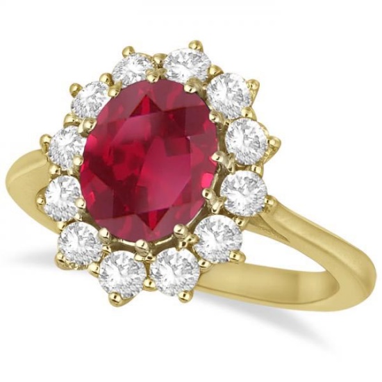 Oval Ruby and Diamond Ring 14k Yellow Gold 3.60ctw