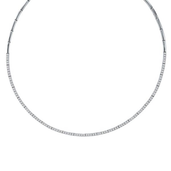 Diamond Tennis Choker Necklace in 14k White Gold 2.31ctw