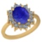 3.75 Ctw SI2/I1 Tanzanite And Diamond 14K Yellow Gold Vintage Style Ring
