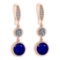 4.70 Ctw I2/I3 Blue Sapphire And Diamond 14K Rose Gold Earrings