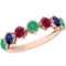 Certified 0.77 Ctw Emerald,Ruby,Blue Sapphire 14K Rose Gold Ring
