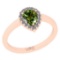 0.70 Ctw I2/I3 Green Sapphire And Diamond 10K Rose Gold Engagement Ring