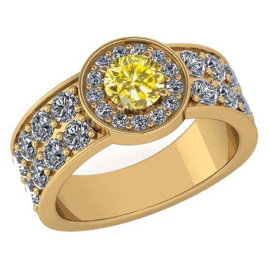 Certified 1.92 Ctw Ruby And Diamond 14k Yellow Gold Halo Ring