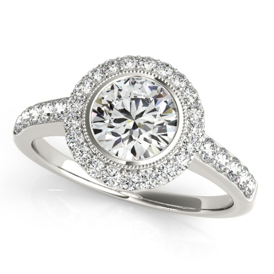 Certified 1.65 Ctw SI2/I1 Diamond 14K White Gold Bridal Wedding Ring