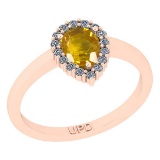 0.91 Ctw I2/I3 Yellow sapphire And Diamond 14K Rose Gold Engagement Ring