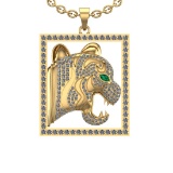 3.58 Ctw SI2/I1 Diamond 14k Yellow Gold Lion Pendant Necklace