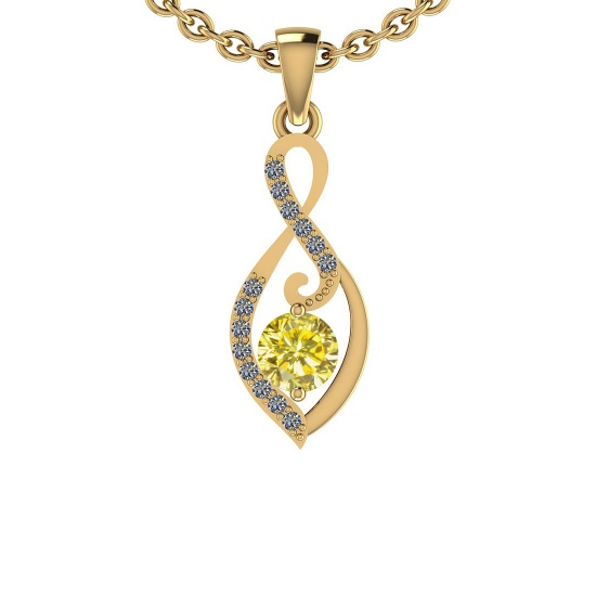 0.60 Ctw i2/i3 Treated Fancy Yellow And White Dimaond 14K Yellow Gold Pendant