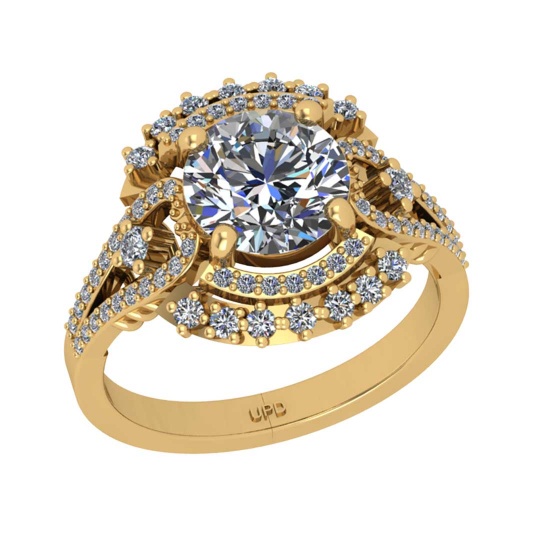 2.53 Ctw SI2/I1 Diamond 14K Yellow Gold Engagement Halo Ring