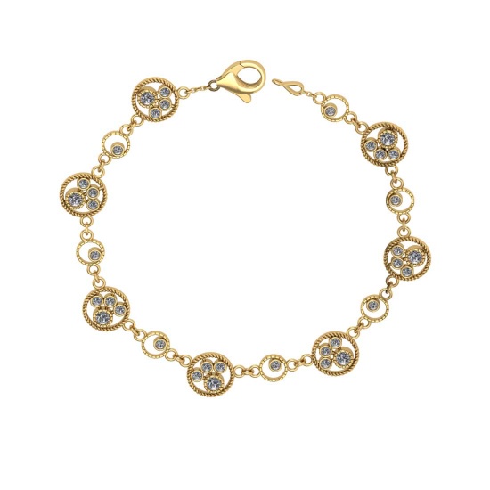 1.68 Ctw SI2/I1Diamond Ladies Fashion 18K Yellow Gold Tennis Bracelet