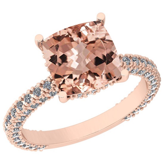 3.76 Ctw SI2/I1 Morganite And Diamond 14K Rose Gold Vintage Style Ring