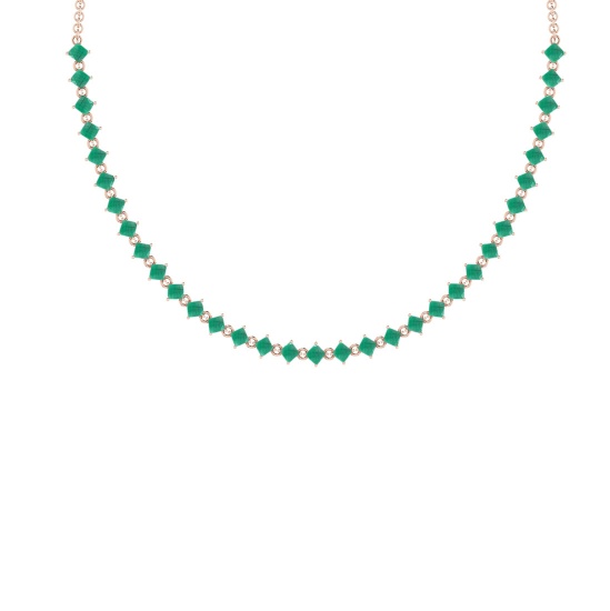 13.50 Ctw Emerald 14K Rose Gold Necklace