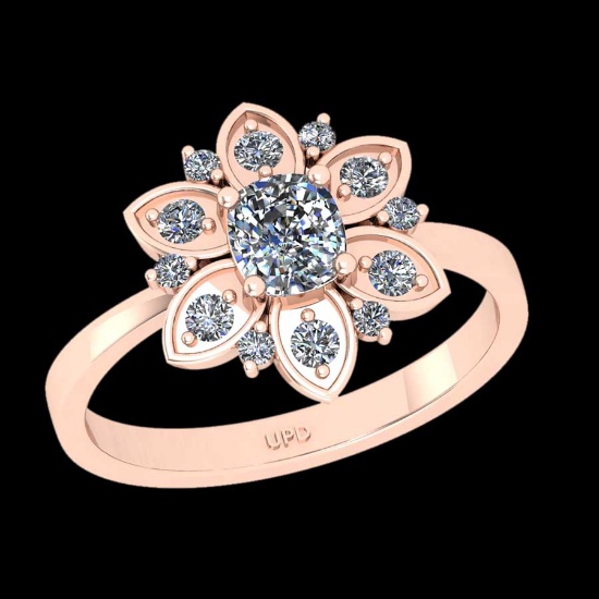 0.79 Ctw SI2/I1 Diamond 18K Rose Gold Engagement Ring