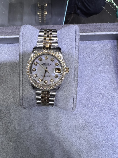 Custom 31mm Rolex w/Diamond Bezel 'Mother of Pearl Dial' comes with box and appraisal