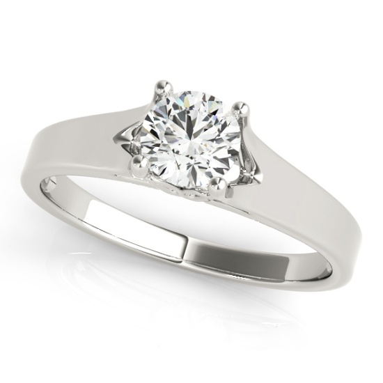 Certified 0.50 Ctw SI2/I1 Diamond 14K White Gold Solitaire Ring
