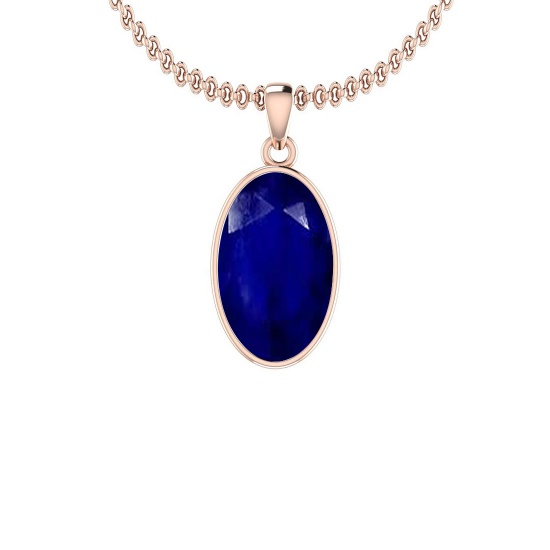 4.80 Ctw Blue Sapphire 14K Rose Gold Necklace