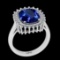 5.34 Ctw VS/SI1 Tanzanite and Diamond 14K White Gold Vintage Style Ring