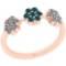 Certified 0.75 Ctw I2/I3 Treated Fancy Blue And White Diamond 14K Rose Gold Ring