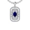 1.74 Ctw SI2/I1 Blue Sapphire And Diamond 14K White Gold Vintage Style Pendant