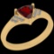Certified 0.68 Ctw I2/I3 Garnet And Diamond 10K Yellow Gold Ring