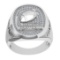 0.40 Ctw SI2/I1 Diamond 14K White Gold football theme Ring