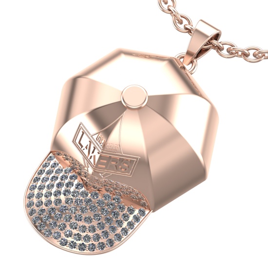 1.17 Ctw SI2/I1 Diamond 14K Rose Gold Basketball theme pendant necklace