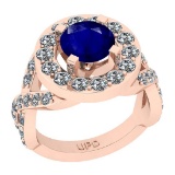 3.80 Ctw SI2/I1Blue Sapphire And Diamond 14K Rose Gold Cocktail Engagement Ring