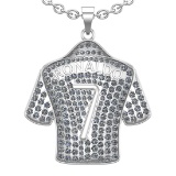 4.97 Ctw SI2/I1 Diamond 14K White Gold football theme Jersey pendant necklace