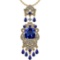Certified 11.78 Ctw VS/SI1 Tanzanite,Blue Sapphire And Diamond 14K Yellow Gold Vintage Style Necklac