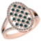 Certified 0.97 Ctw I2/I3 Treated Fancy Blue And White Diamond 14K Rose Gold Band Ring