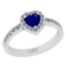 0.83 Ctw SI2/I1 Blue Sapphire And Diamond 14K White Gold Anniversary Ring