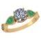 Certified 1.81 Ctw Emerald And Diamond Wedding/Engagement Style 18K Yellow Gold Halo Ring (SI2/I1)