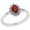 0.64 Ctw I2/I3 Red sapphire And Diamond 14K White Gold Promises Ring
