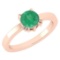 Certified 1.00 Ctw Emerald Cat Style Solitaire Ring 14K Rose Gold MADE IN USA