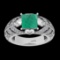 2.76 Ctw VS/SI1 Emerald And Diamond Prong Set 14K White Gold Skull Ring
