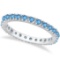 Blue Topaz Eternity Stackable Ring Band 14K White Gold 0.75ctw