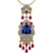 Certified 11.78 Ctw VS/SI1 Tanzanite,RUBY And Diamond 14K Yellow Gold Vintage Style Necklace