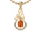 Certified 1.93 Ctw SI2/I1 Orange Sapphire And Diamond 14K Yellow Gold Vintage Style Necklace