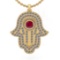 1.97 Ctw SI2/I1 Ruby and Diamond 14K Yellow Gold Pendant Necklace
