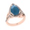 3.85 Ctw SI2/I1 Aquamarine And Diamond 14K Rose Gold Engagement Halo Ring