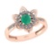 0.76 Ctw SI2/I1Emerald and Diamond 14K Rose Gold Engagement Ring