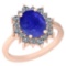 3.75 Ctw SI2/I1 Tanzanite And Diamond 14K Rose Gold Vintage Style Ring